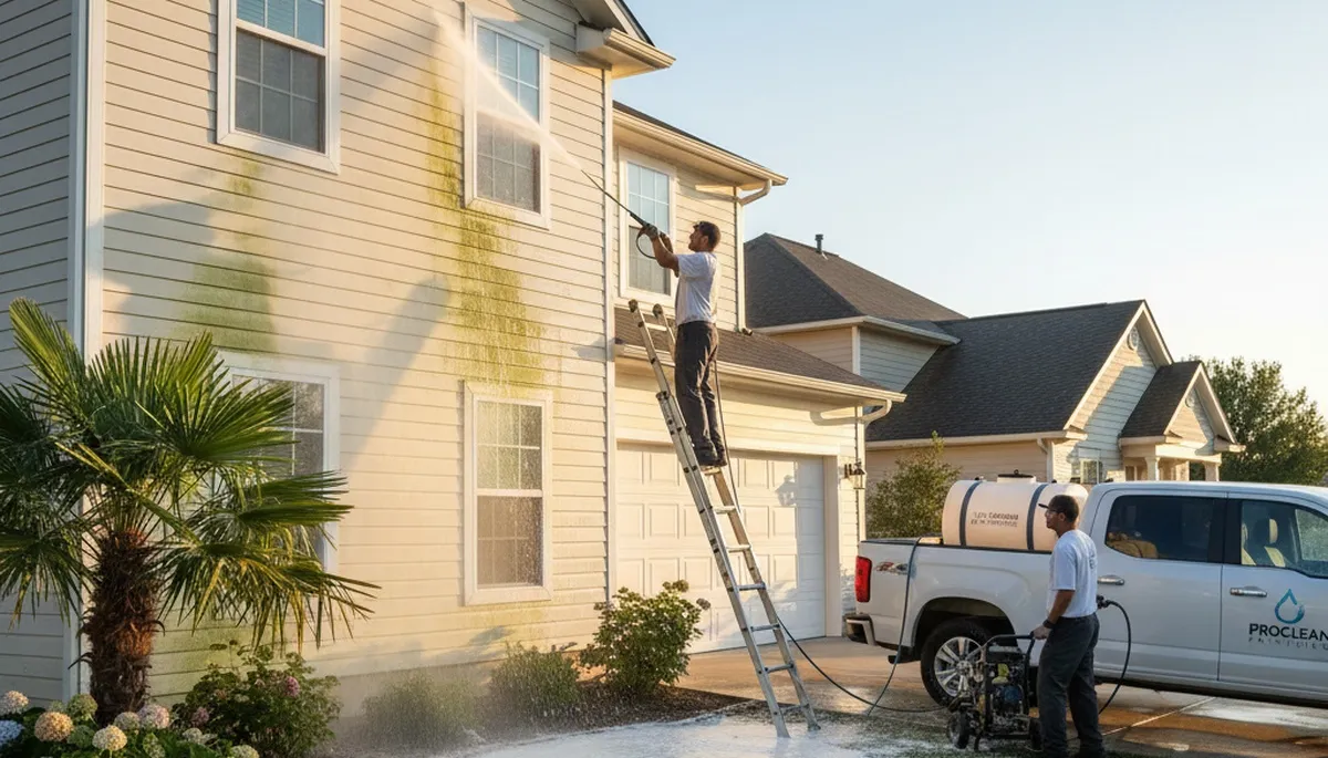 Vinyl siding pressure cleaning in Detroit, MI by Detroit Paint Pros for grime and mildew removal