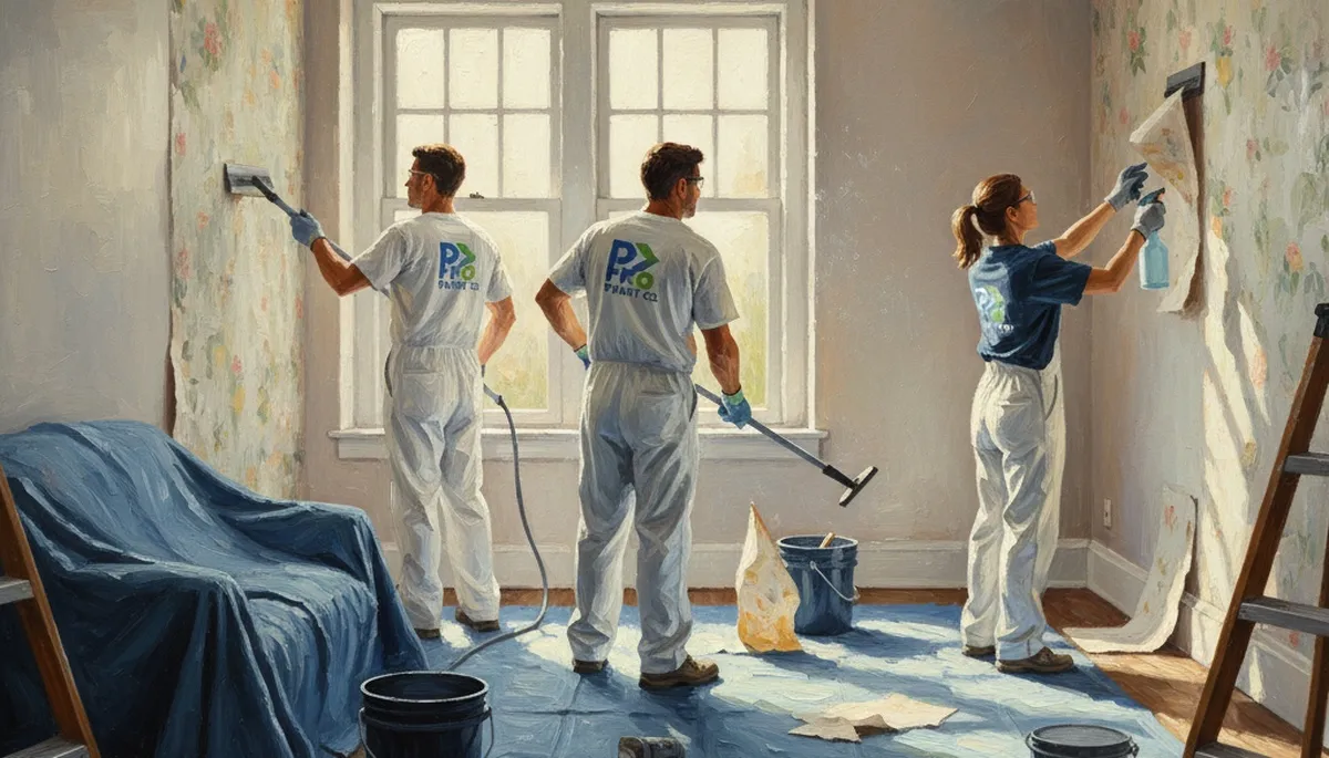 Detroit, MI painters removing old wallpaper for a smooth wall finish